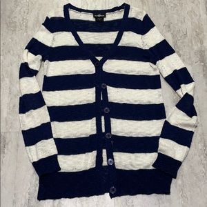 Navy blue and white cardigan